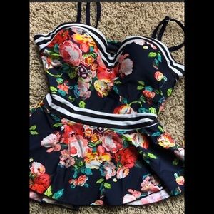 Rad Swimwear | Floral & Striped Bikini top